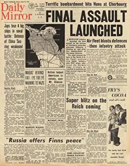 Maquis: Daily Mirror front page Battle for Cherbourg