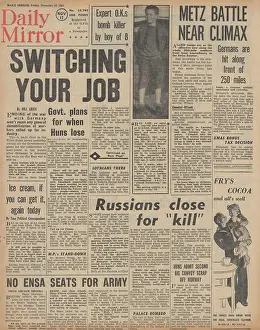 Demobilisation: Daily Mirror front page Battle for Metz