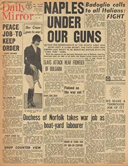 Lavinia: Daily Mirror front page Battle for Naples