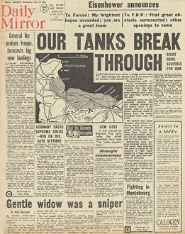Isigny: Daily Mirror front page Battle for Normandy