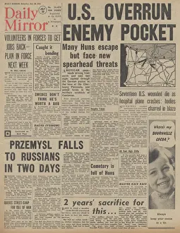 Coutances: Daily Mirror front page Battle for Normandy