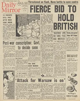 Avranches: Daily Mirror front page Battle for Normandy