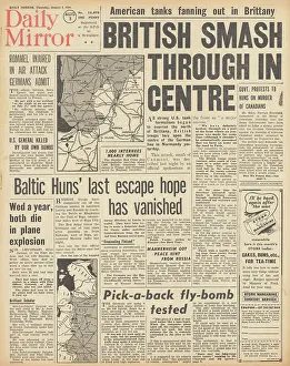 Avranches: Daily Mirror front page Battle for Normandy