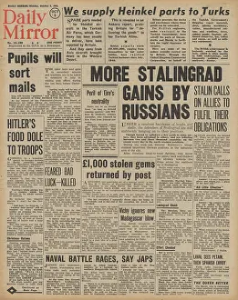 Guadalcanal: Daily Mirror front page Battle of Stalingrad