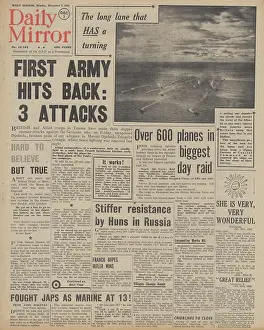 Guadalcanal: Daily Mirror front page Battle for Tunisia
