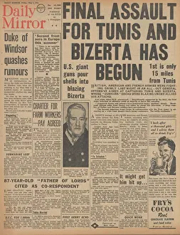 Grantley: Daily Mirror front page Battle of Tunisia