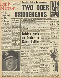 Troopship: Daily Mirror front page Battles on the River Oder