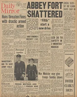 Liri: Daily Mirror front page Bombing of Cassino monastery