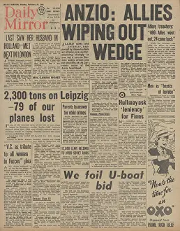 Liri: Daily Mirror front page Bombing of Leipzig