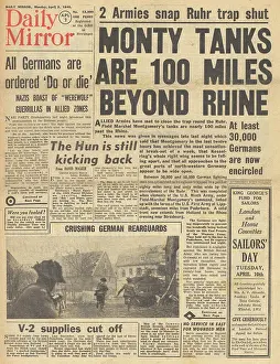 Hamm: Daily Mirror front page British forces advance in the West