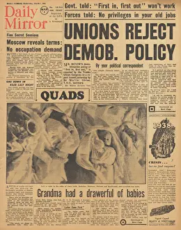 Demobilisation: Daily Mirror front page Carpenter Quads