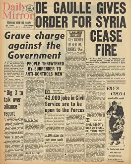 Levant: Daily Mirror front page Ceasefire in Syria