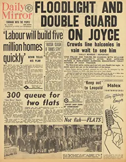 Bevin: Daily Mirror front page Double guard on William Joyce