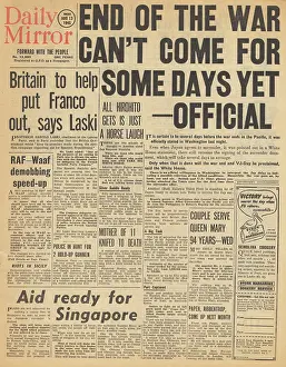 Waaf: Daily Mirror front page End of war delayed