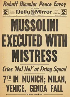 Petacci: Daily Mirror front page Execution of Mussolini