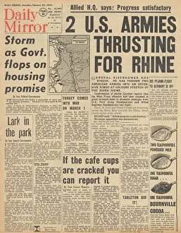 Koniev: Daily Mirror front page US forces drive on Cologne