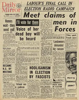 Laski: Daily Mirror front page General Election campaign