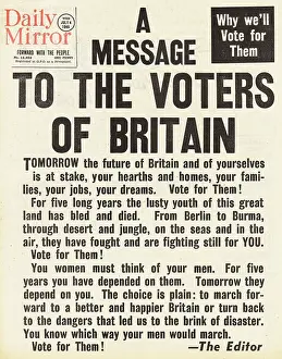Laski: Daily Mirror front page General Election editorial