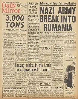 Dowding: Daily Mirror front page German forces in Romania