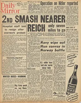Cleft: Daily Mirror front page Hitler undergoes operation