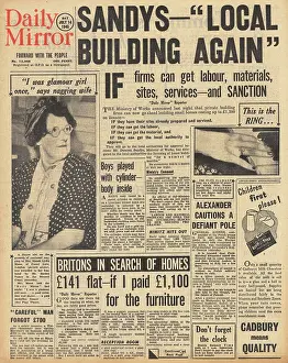 Shortages: Daily Mirror front page Housing shortage