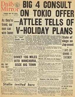 Tibbets: Daily Mirror front page Japan offer to surrender