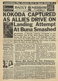Buna: Daily Mirror front page Kokoda captured