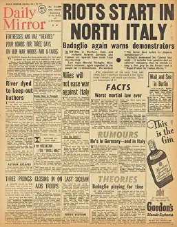 Enna: Daily Mirror front page Mussolini dismissed