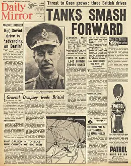 Orne: Daily Mirror front page Operation Epsom in Normandy