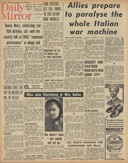 Pantelleria: Daily Mirror front page RAF bomb Dusseldorf