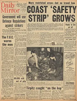 Restrictions: Daily Mirror front page RAF bomb the Tirpitz