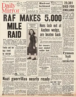 Cheadle: Daily Mirror front page RAF bombing raid on Tirpitz