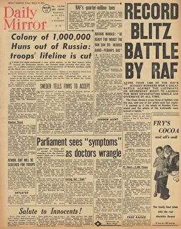 Mannerheim: Daily Mirror front page RAF raids on Germany