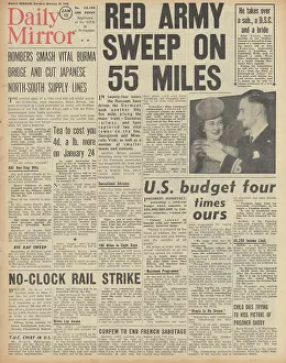 Dakar: Daily Mirror front page Red Army advance on Eastern Front