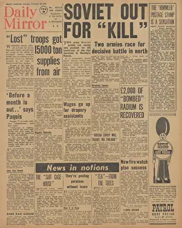 Radium: Daily Mirror front page Red Army advance on Eastern Front
