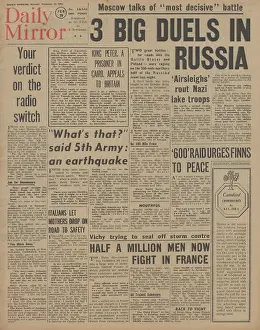 Rogachev: Daily Mirror front page Red Army advance on Eastern Front