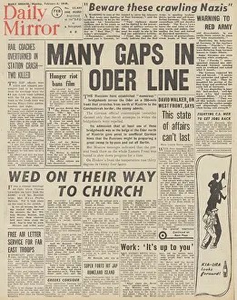 Rokossovsky: Daily Mirror front page Red Army advance over the Oder