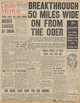 Koniev: Daily Mirror front page Red Army advance from the Oder
