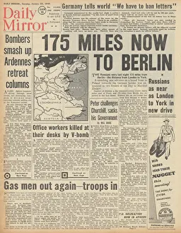 Bastogne: Daily Mirror front page Red Army closer to Berlin