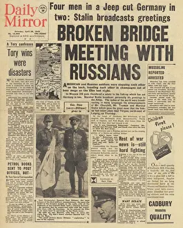 Torgau: Daily Mirror front page US and Soviet forces link up on Elbe