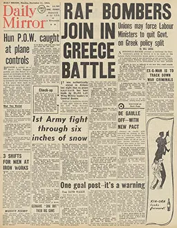 Spitfires: Daily Mirror front page unrest in Greece
