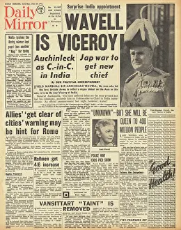 Wavell: Daily Mirror front page Wavell becomes Viceroy of India