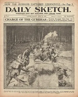 Gurkhas: Daily Sketch Gurkhas charge on the Western Front
