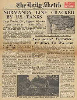 Coutances: The Daily Sketch front page Battle for Normandy