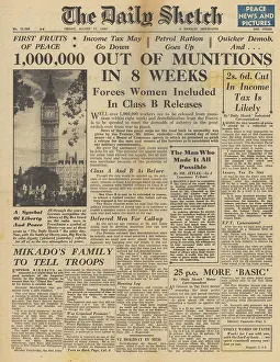 Kwantung: The Daily Sketch front page Million workers to stop war work