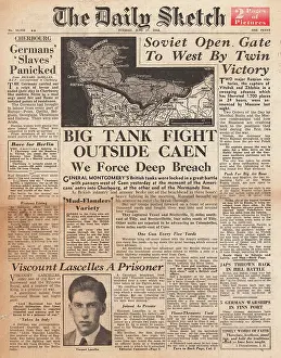 Doodlebugs: The Daily Sketch front page Operation Epsom in Normandy