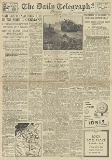 Zeebrugge: The Daily Telegraph front page US Artillery shell Germany