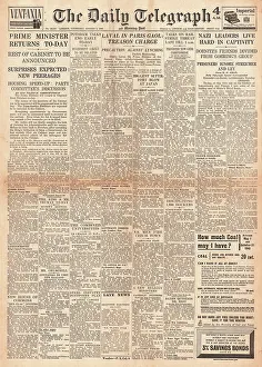 Donitz: The Daily Telegraph front page Attlee returns from Potsdam