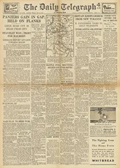 Piraeus: The Daily Telegraph front page Battle of the Bulge
