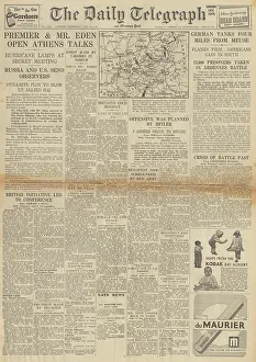 Piraeus: The Daily Telegraph front page Battle of the Bulge
